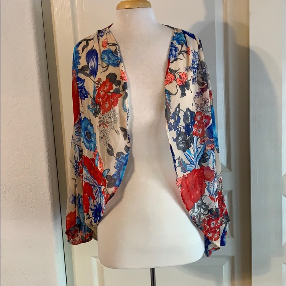 Cream floral print kimono